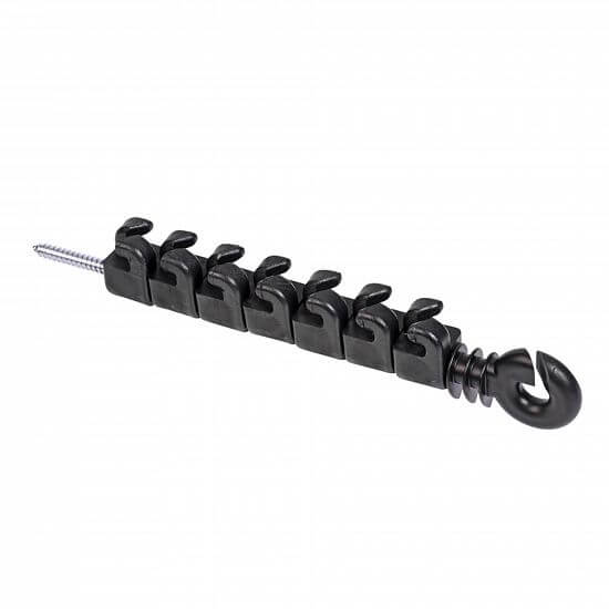 Izolator do ogrodzenia elektrycznego przeciw szkodnikom, 8 oczek na drut i kabel, dla linii Plus - Minus, śruba