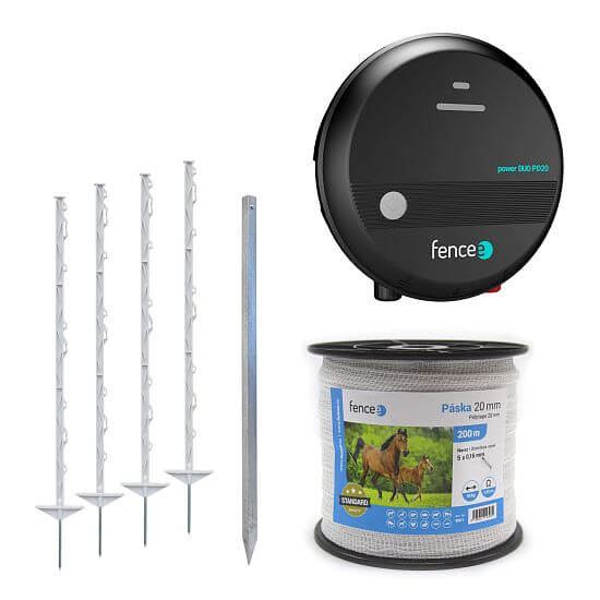 Zestaw elektrycznego pastucha dla koni, kucyków, osłów, psów, bydła - elektryzator - taśma 200 m