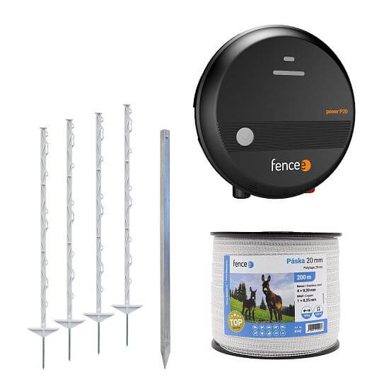 Zestaw ogrodzenia elektrycznego dla koni, kucyków, psów, bydła - elektryzator - taśma 200 m
