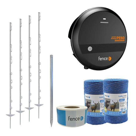 Zestaw elektrycznego pastucha chroniącego przed zwierzyną leśną - elektryzator - 2× linka
