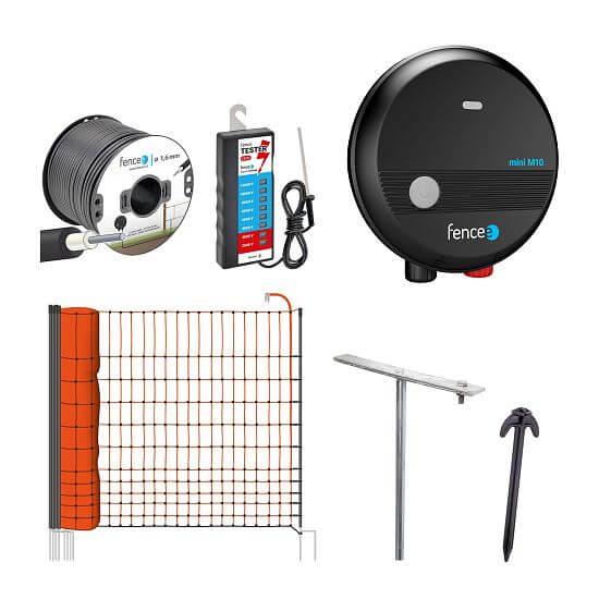 Zestaw ogrodzenia elektrycznego z siatką dla drobiu, gęsi, kaczek - elektryzator - siatka 112 cm