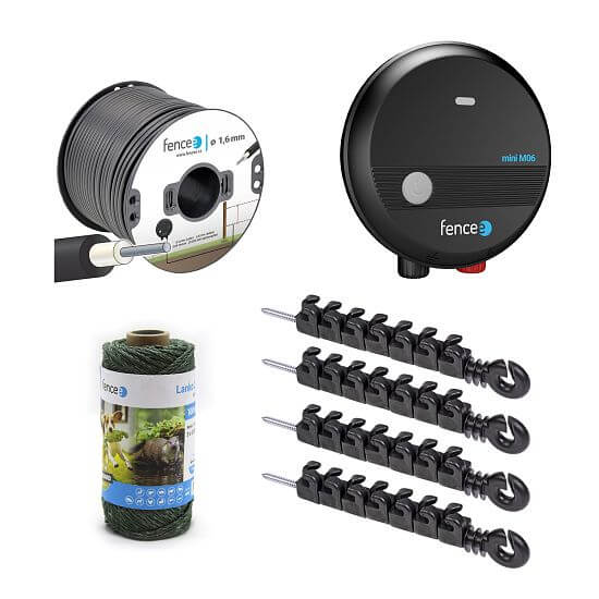 Zestaw ogrodzenia elektrycznego przeciw kotom/gryzoniom, elektryzator, przewód, specjalne izolatory 10 szt.