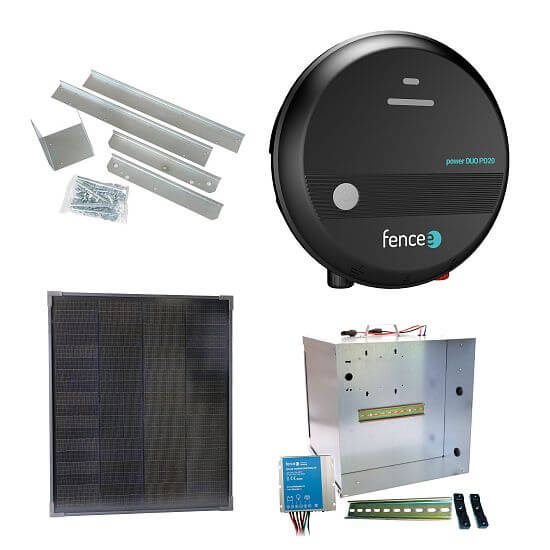 Zestaw ogrodzenia solarnego Premium - Kompletna przenośna skrzynka + elektryzator 2J, panel 40 W