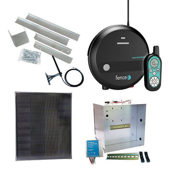 Zestaw ogrodzenia słonecznego Premium - Kompletna przenośna skrzynka + inteligentny elektryzator 3J RF, panel 40 W
