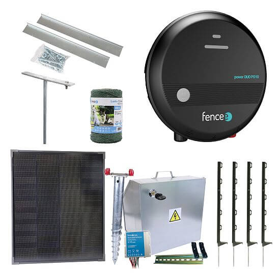 Zestaw ogrodzenia solarnego Expert - Kompletna skrzynka bezpieczeństwa + elektryzator 1J, panel 40 W, linka 2,5 mm