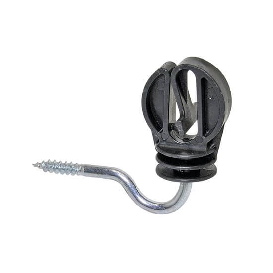 Izolator z zakrzywioną śrubą 6 mm do ogrodzeń elektrycznych, do lin i taśm do 30 mm - 10 szt.