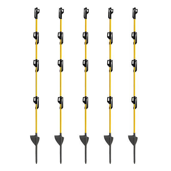 Owalne słupky z włókna szklanego do elektrycznego pastucha 110 cm, s grotem i 4 izolatorami - 50 szt.