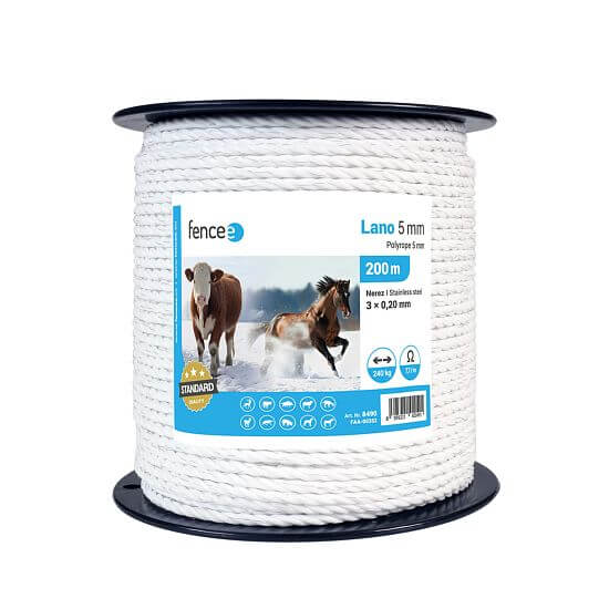 Lina do pastucha elektrycznego, średnica 5 mm, biała, długość 200 m