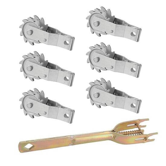 Zestaw napinaczy z klaksonem do ogrodzenia elektrycznego + dźwignia do napinaczy klaksonu - 6 szt.