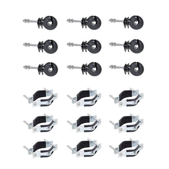 Zestaw izolatorów okrągłych do ogrodzeń elektrycznych M6 z tuleją - 25 szt.