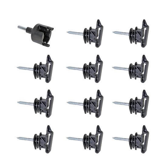 Zestaw izolatorów płaskich do ogrodzeń elektrycznych 250 szt. wraz z przykręcaną przedłużką