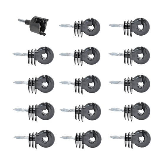 Zestaw izolatorów okrągłych do ogrodzeń elektrycznych 250 szt. wraz z mocowaniem śrubowym