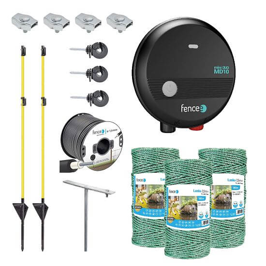 Zestaw elektrycznego pastucha dla psów i kotów - elektryzator - 20 × słupki - linka 300 m
