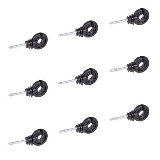 Izolator okrągły ze śrubą do ogrodzeń elektrycznych, przewody do 12 mm - 100 szt.