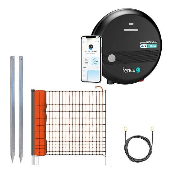 Zestaw do ogrodzenia elektrycznego z siatką dla owiec i kóz - LTE elektryzator - siatka 50m