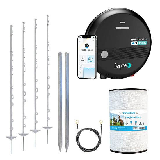 Zestaw elektrycznego pastucha dla koni, kucyków, osłów i zwierząt leśnych - DUO LTE elektryzator - taśma 200 m
