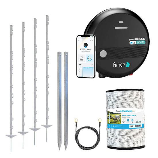 Zestaw ogrodzenia elektrycznego dla bydła, owiec, kóz i zwierząt leśnych - elektryzator LTE - lina 400 m
