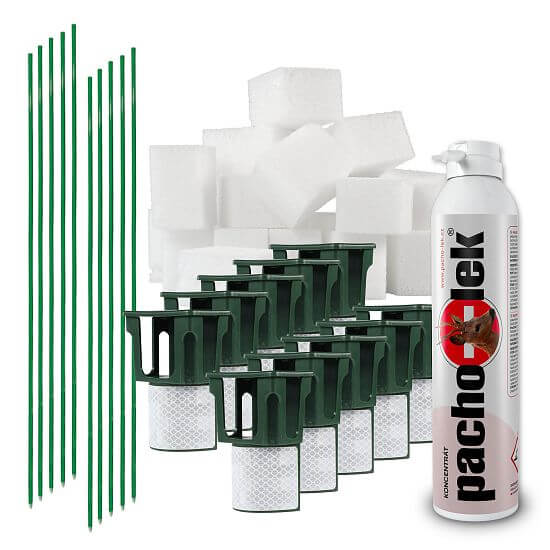 Zestaw ogrodzenia zapachowego przeciw kolizji z pojazdami - adapter z nośnikiem zapachów 80 szt. + słupek z włókna szklanego 80 szt.