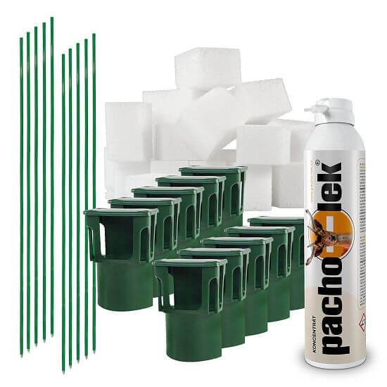 Zestaw ogrodzenia zapachowego do ochrony winnic - adapter z nośnikiem zapachów 80 szt. + słupek 80 szt.