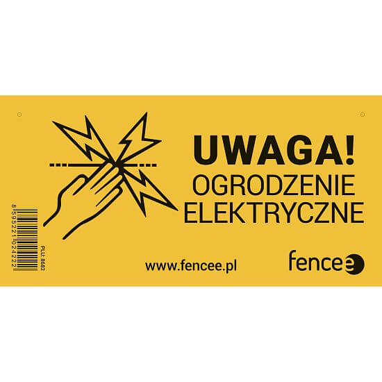 Żółta tabliczka ostrzegawcza do ogrodzeń elektrycznych