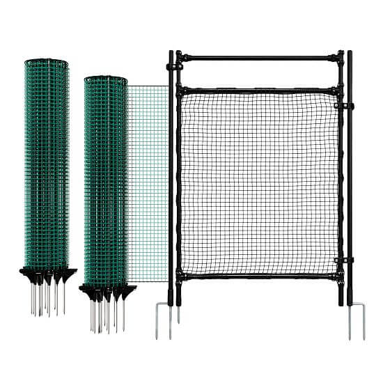 Mobilne ogrodzenie do kempingu i ogrodu dla psa, kur, z furtka i nieprzewodzące siatki FIX, wysokość 90 cm