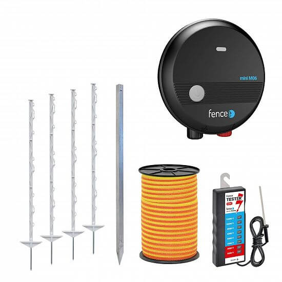 Zestaw elektrycznego pastucha dla koni, kucyków, psów, królików - elektryzator - taśma 250 m