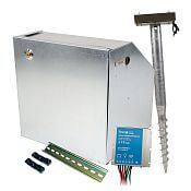 Skrzynka zabezpieczająca do zasilacza ogrodzeniowego, trzpień montażowy, regulator 10 A do paneli 40, 100, 200 W