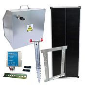 Podstawowy zestaw ogrodzenia solarnego - kompletna skrzynka bezpieczeństwa + wspornik i panel 100 W