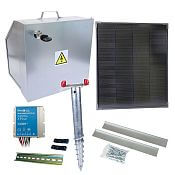 Podstawowy zestaw do ogrodzenia solarnego ze skrzynką bezpieczeństwa, sterownikiem 10 A, panelem 40 W, wspornikiem montażowym